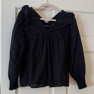 Madewell Black Blouse with Lace Accents